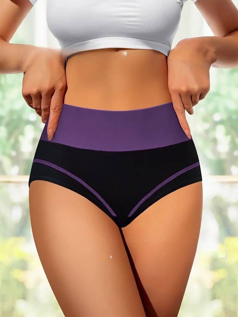 & Pijamas Cor Contrastada Cintura Alta Sexy Roupa Interior Modeladora Corporal Abdômen Cuecas Moda Esportes Ioga_voghion.com