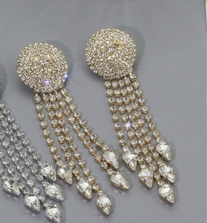 Jewelry & Accessories Hot Sale Rhinestone Long Tassel Earrings Ladies Fashion Water Drop Crystal Pendant Earring Earring_voghion.com