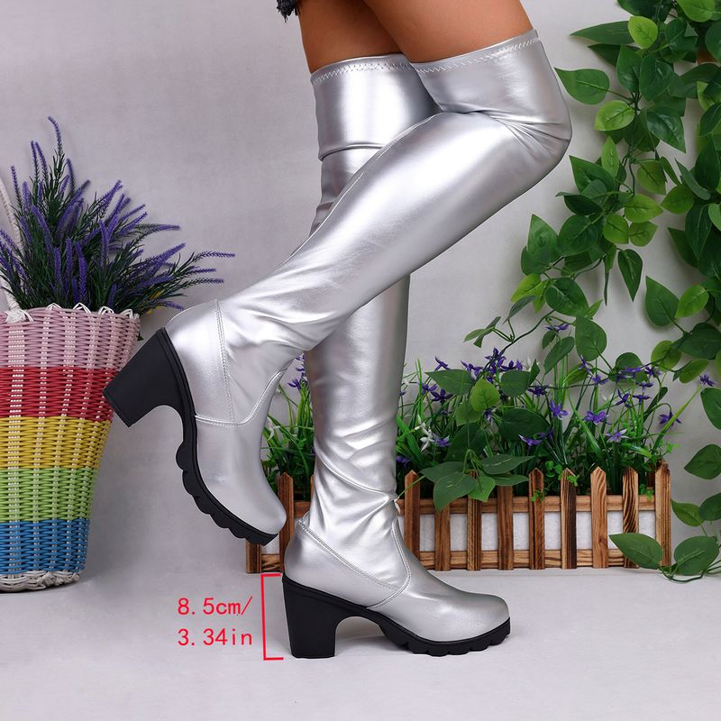 Ladies' Over-the-knee Boots, High-heeled Boots, Elastic Fabric, No Zipper Design, Elegant And Comfortable Ladies' Boots_voghion.com