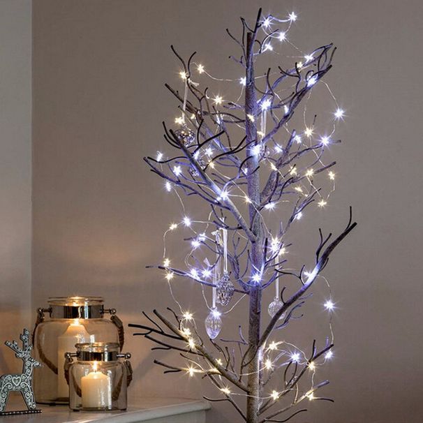 Guirlande lumineuse en fil de cuivre, mini guirlande lumineuse décorative de Noël en fil d'argent_voghion.com