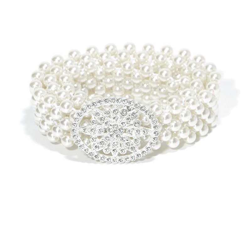 Taobao New Women's Belt Sweet Luxury Dress Decoration Elastic Pearl Wide Waist Chain_voghion.com