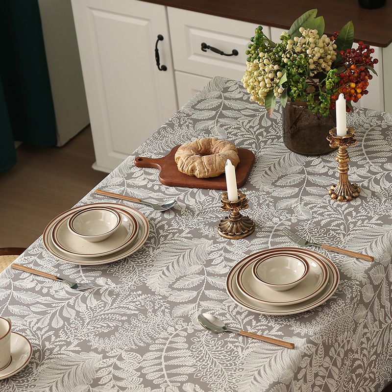 Linen-Cotton Tablecloth With Floral Pattern – Waterproof, Oil-Resistant & Heatproof Rectangular Table Cover For Dining & Coffee Tables_voghion.com