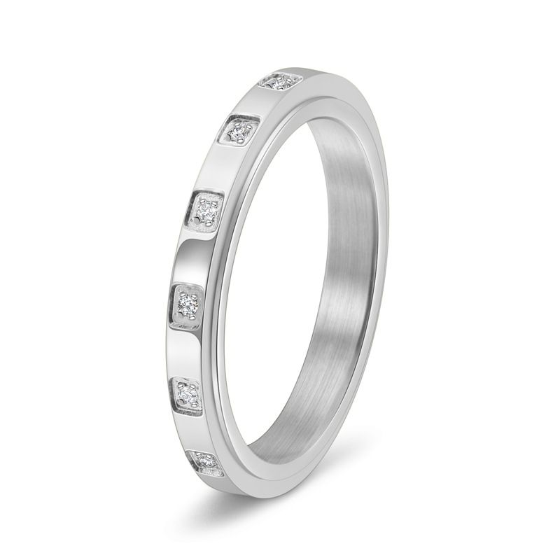Damen Schmuck Paar Verlobung Hochzeit Kleiner frischer Kreis Diamant Edelstahl Drehbarer Ring Schmuck_voghion.com
