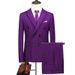 Men's Clothing large size suit three piece double breasted solid color hollow business casual suit_voghion.com