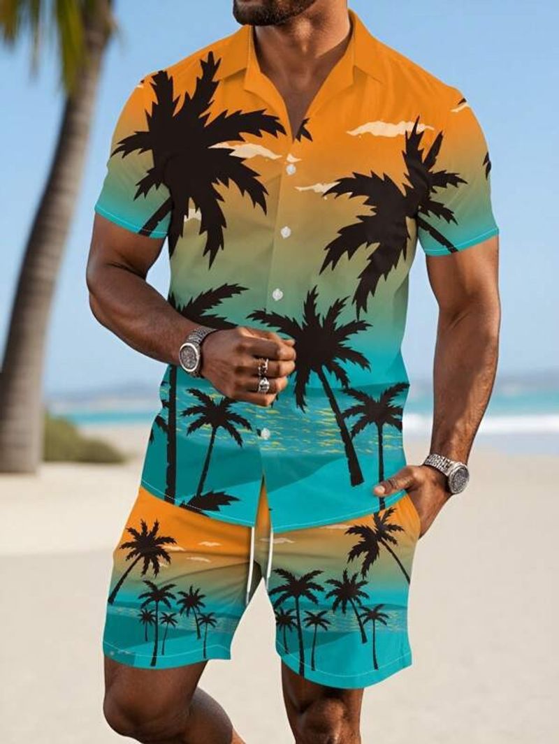 Herrenbekleidung Lässiger Modetrend All Match Hemd mit kubanischem Kragen Atmungsaktiver Anzug_voghion.com