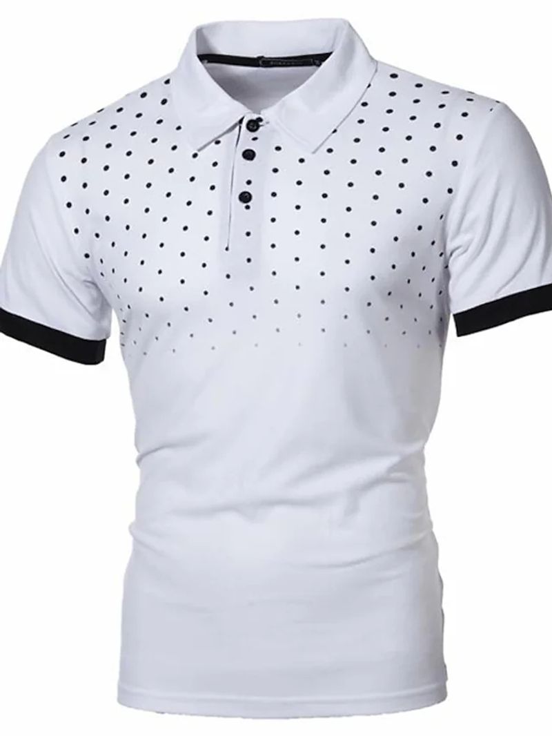 Kesä Miesten Golfpaidat Tennispaidat Pilkukuvio Päivittäinen Työ 3D-painetut lyhythihaiset Topit Peruskatuvaatteet Kesä_voghion.com