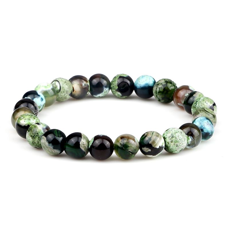 Bracelet bouddhiste en perles de feu colorées tissées à la main, perles violettes, agate verte_voghion.com