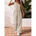 Damenbekleidung Sommer Casual Pendeln Frontknopf Weste und Hose Set V-Ausschnitt Weste_voghion.com