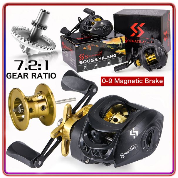 Sougayilang Fishing Reel 7.2:1 Gear Ratio Max Drag 10kg Baitcasting Reel With Aluminum Spool For Luya Freshwater Pesca_voghion.com
