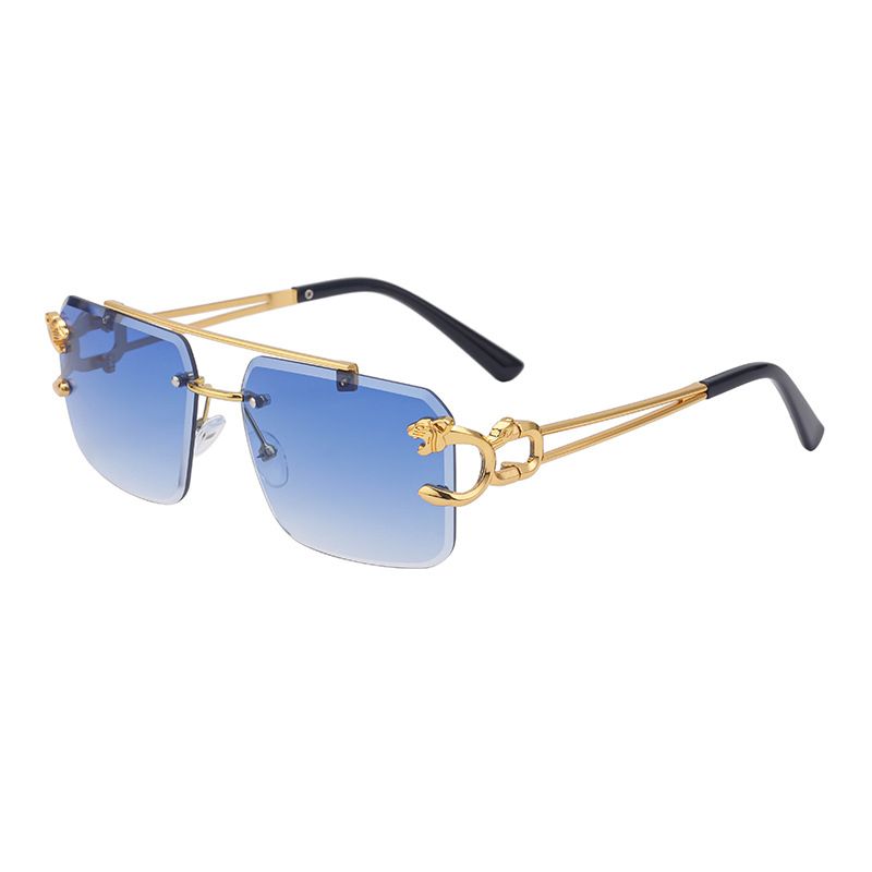 Apģērbu aksesuāri retro dubultā tiltiņa saulesbrilles vīriešu modes leoparda raksta bezrāmju saulesbrilles ar nogrieztām malām sieviešu modes vairumtirdzniecības saulesbrilles_voghion.com