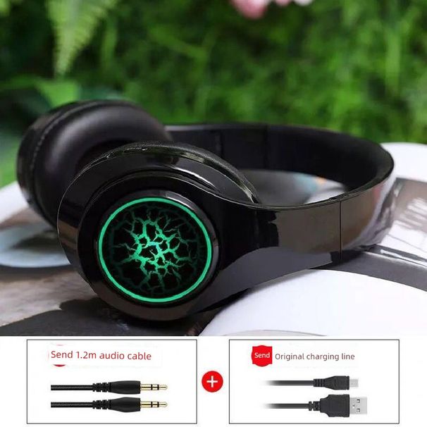 Glowing Bluetooth Headphone Head-Mounted Heavy Bass High Sound Quality Mobile Phone Call Wireless Sports Gaming Headset_voghion.com