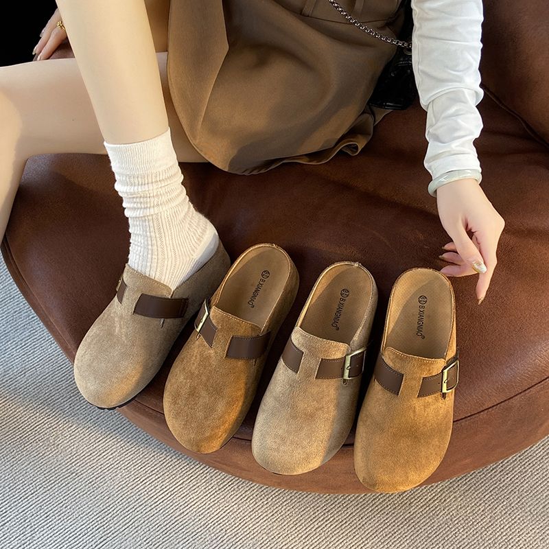 Women's Mary Jane Burkon Toe, Half Slip, Versatile, Single Toe Loafers_voghion.com