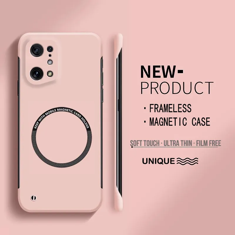 Coque de téléphone magnétique ultra fine et rigide en polycarbonate sans cadre pour Oppo Reno 5 6 8 Find X3 Neo Lite X5 Pro avec chargement sans fil mat_voghion.com