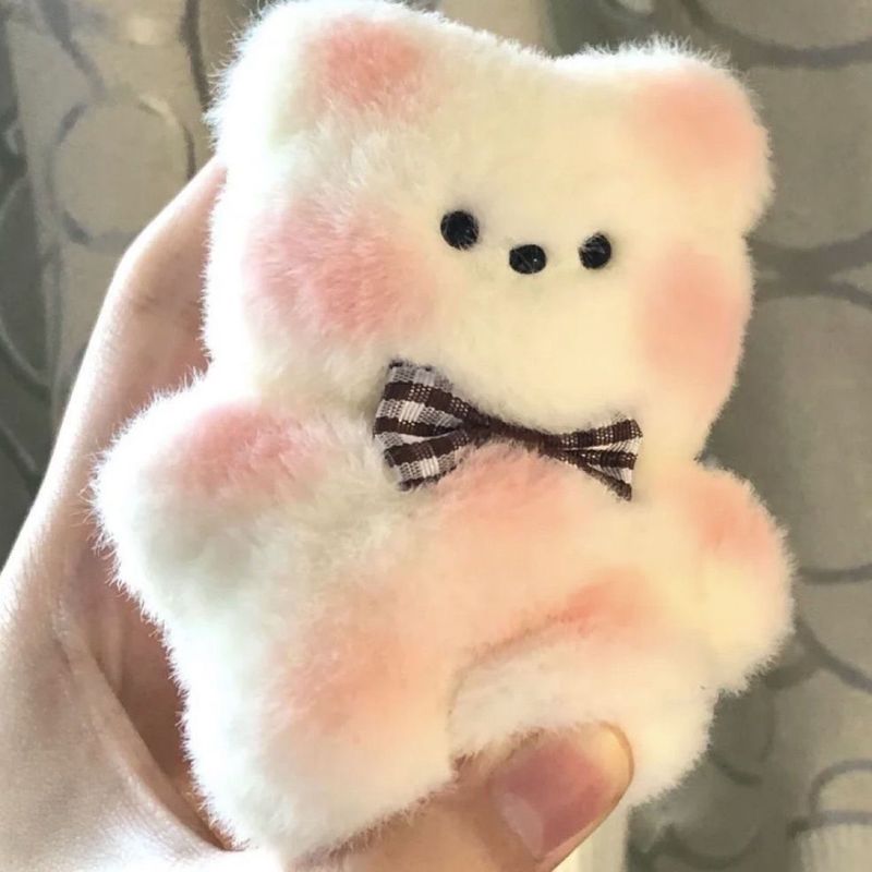 ] Lovers' Bears Rabbits Squeak And Cry Plush Doll Figure Cute Powder Blusher Rabbit Bag Key Chain_voghion.com
