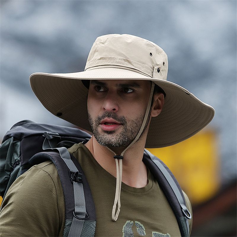 Mode 2024 Nieuwe Mode Zomer Emmerhoed Cowboy Mannen Buiten Vissen Wandelen Strand Hoeden Mesh Ademend Anti UV Zonnekap Groot_voghion.com