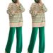 Women's Clothing Women's Middle Eastern Muslim Wool Striped Top Solid Color Fashion Loose Pants Set_voghion.com