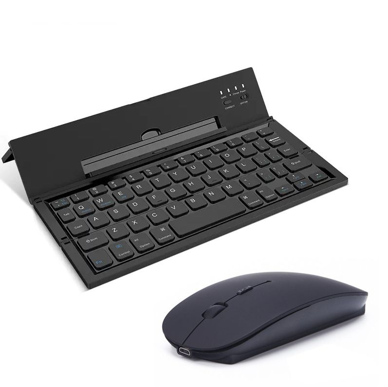 Tri-Fold Bluetooth Keyboard With Dual-Mode Charging Mouse Set - Ultra Slim Portable Wireless Keyboard For Smartphone & Tablet_voghion.com