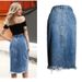 Women's dress Women's skirt skirt with furred edge split hip wrap denim skirt with irregular fringe high waist skirt split mid-length_voghion.com