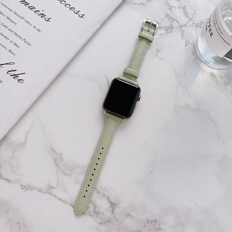 Uygulanabilir Apple 9 nesil izle araba hattı düz desen küçük vahşi bel saat kayışı Apple Watch7 deri bileklik_voghion.com