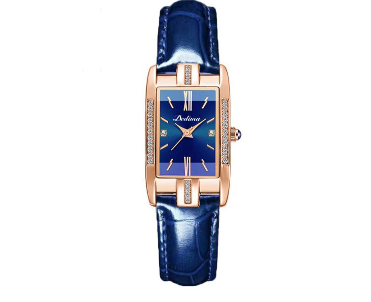 Damenuhren Damen Diamantbesetzte quadratische Digitaluhr Modische Modeuhr aus massivem Stahl mit Schleifenschnalle_voghion.com