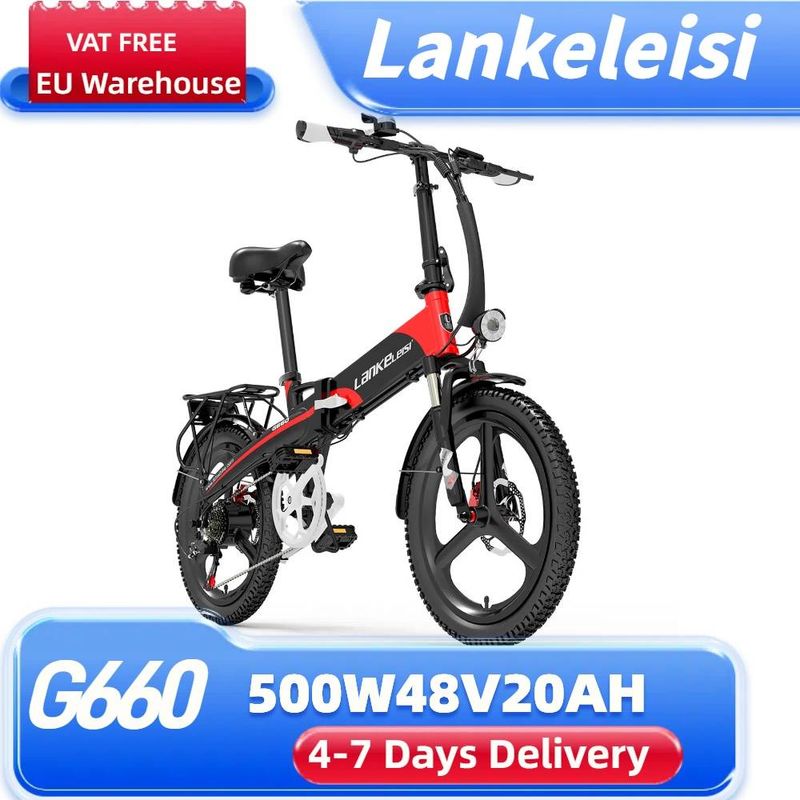 LANKELEISI G660 Bicicleta elétrica dobrável de 20" com motor de 500 W e bateria de 48 V e 20 Ah_voghion.com