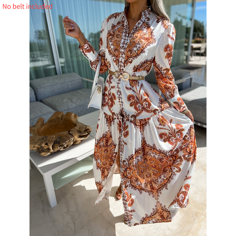 Damen-Stil, böhmisches, lässiges langes Kleid, lockeres Urlaubskleid_voghion.com