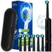 Rechargeable Powered Electric Toothbrush With 6 Brush Heads - 3 Modes, 4 Adjustable Intensity Levels & 2 Min Timer, Compatible With Oral B Brush Head_voghion.com