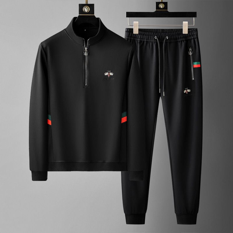 Men's Clothing 2025 new style sweatshirt sports suit men bee embroidery European goods pullover color matching trendy brand casual two piece suit_voghion.com