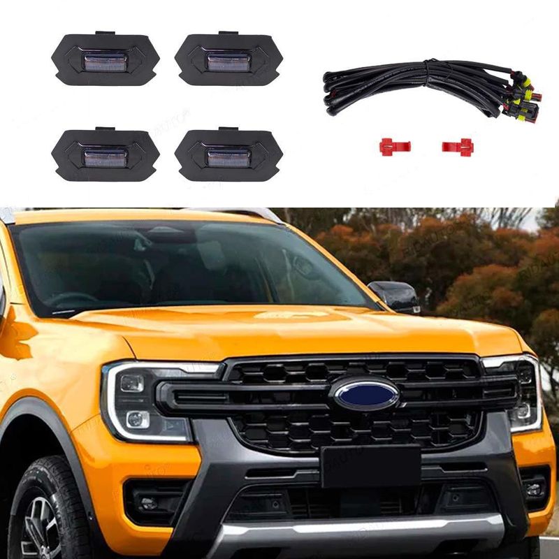 Pasuje do Forda RANGERT9 Roadster z 2022 r., osłona chłodnicy, mała żółta, dioda LED T9 do jazdy dziennej, dekoracja_voghion.com