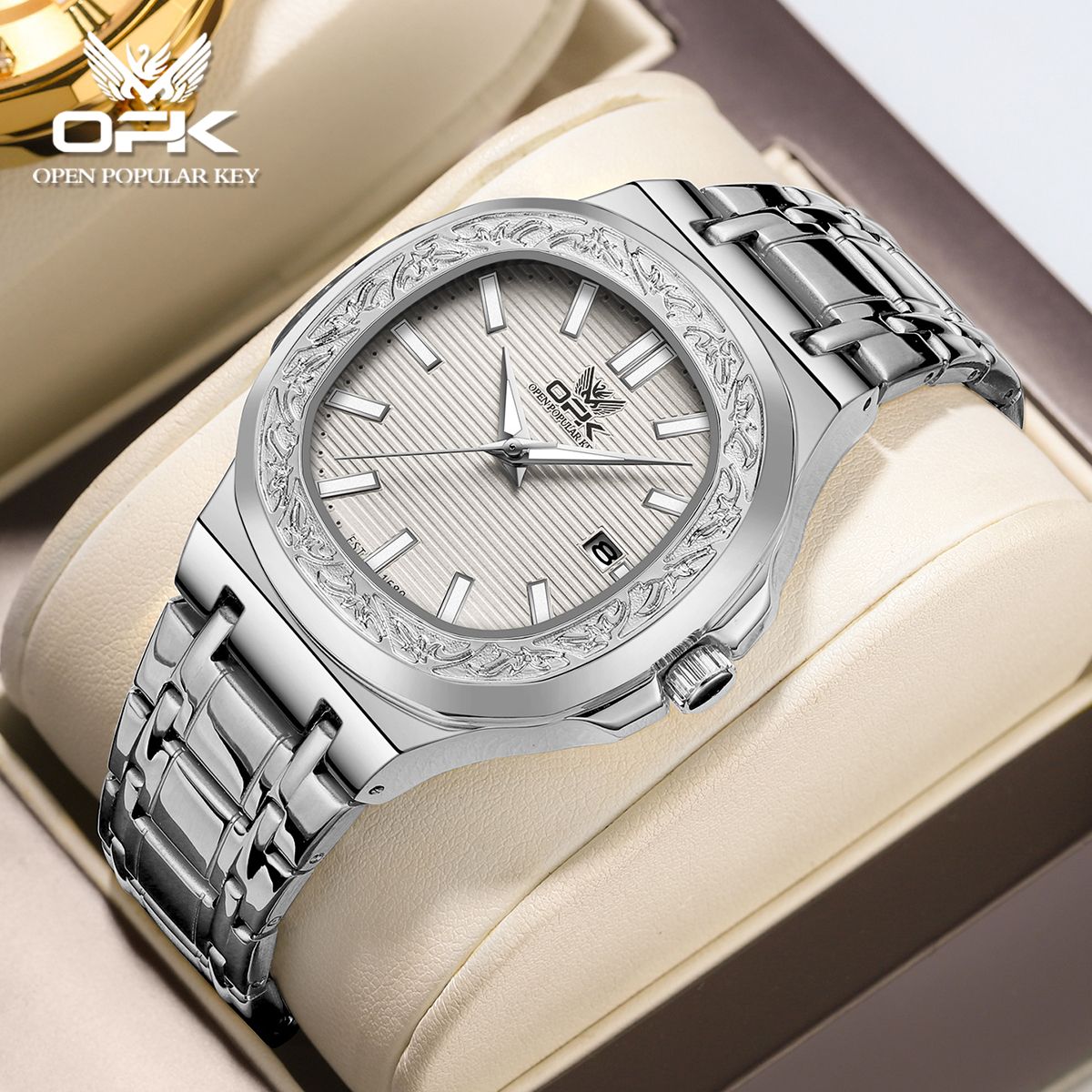 Herren-Business-Armbanduhr mit Hintergrundbeleuchtung, quadratischem Quarzwerk, Stoppuhr, 3 Bar wasserdicht, Datumsanzeige_voghion.com