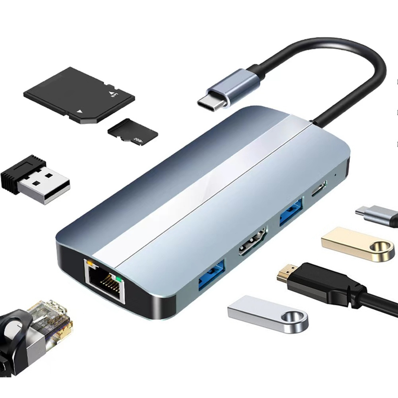 8 in 1 USB-C / Type-C to USB Multifunctional Docking Station HUB Adapter_voghion.com