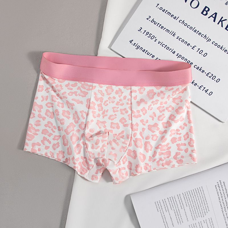 Herrenunterwäsche Neue Ice Silk Leopard Print Herren-Boxershorts Nahtlose mittlere Taille Kühle hautfreundliche Unterwäsche Herren-Maskenhose_voghion.com