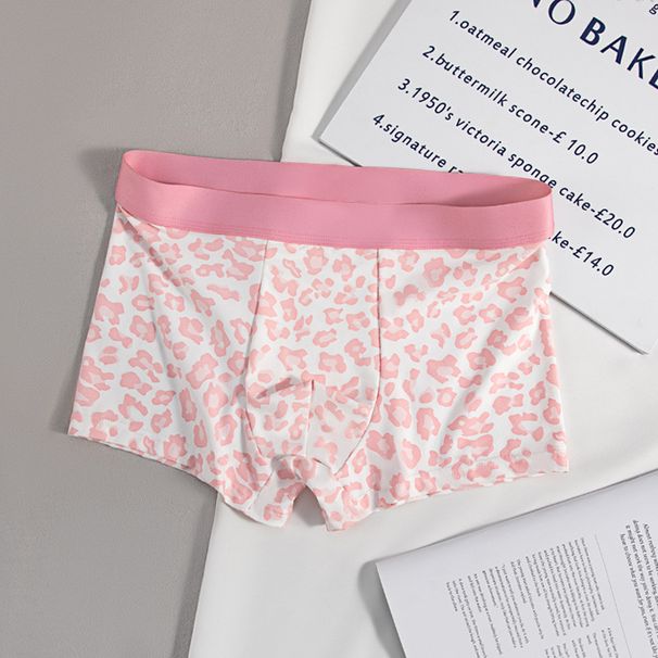 Herrenunterwäsche Neue Ice Silk Leopard Print Herren-Boxershorts Nahtlose mittlere Taille Kühle hautfreundliche Unterwäsche Herren-Maskenhose_voghion.com