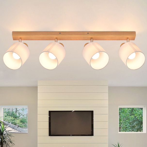 Glitzerlife Deckenleuchte 4 Flammig Deckenstrahler Holz - Moderne Deckenlampe 350° Verstellbarer Wandstrahler E14 MAX.25W Lampe Für Wohnzimmer Schlafzimmer Küche_voghion.com