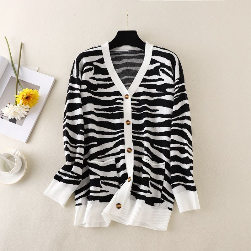 Roupas femininas cardigan de malha feminino feminino 2023 outono e inverno novo decote em v manga comprida solto plus size suéter casaco_voghion.com