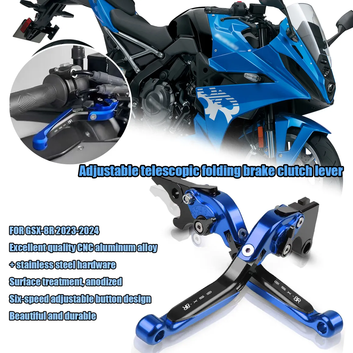FOR GSX-8R GSX8R 2024 New Motorcycle parts CNC 6-speed adjustable retractable foldable brake clutch lever gsx-8r 2023-2024_voghion.com