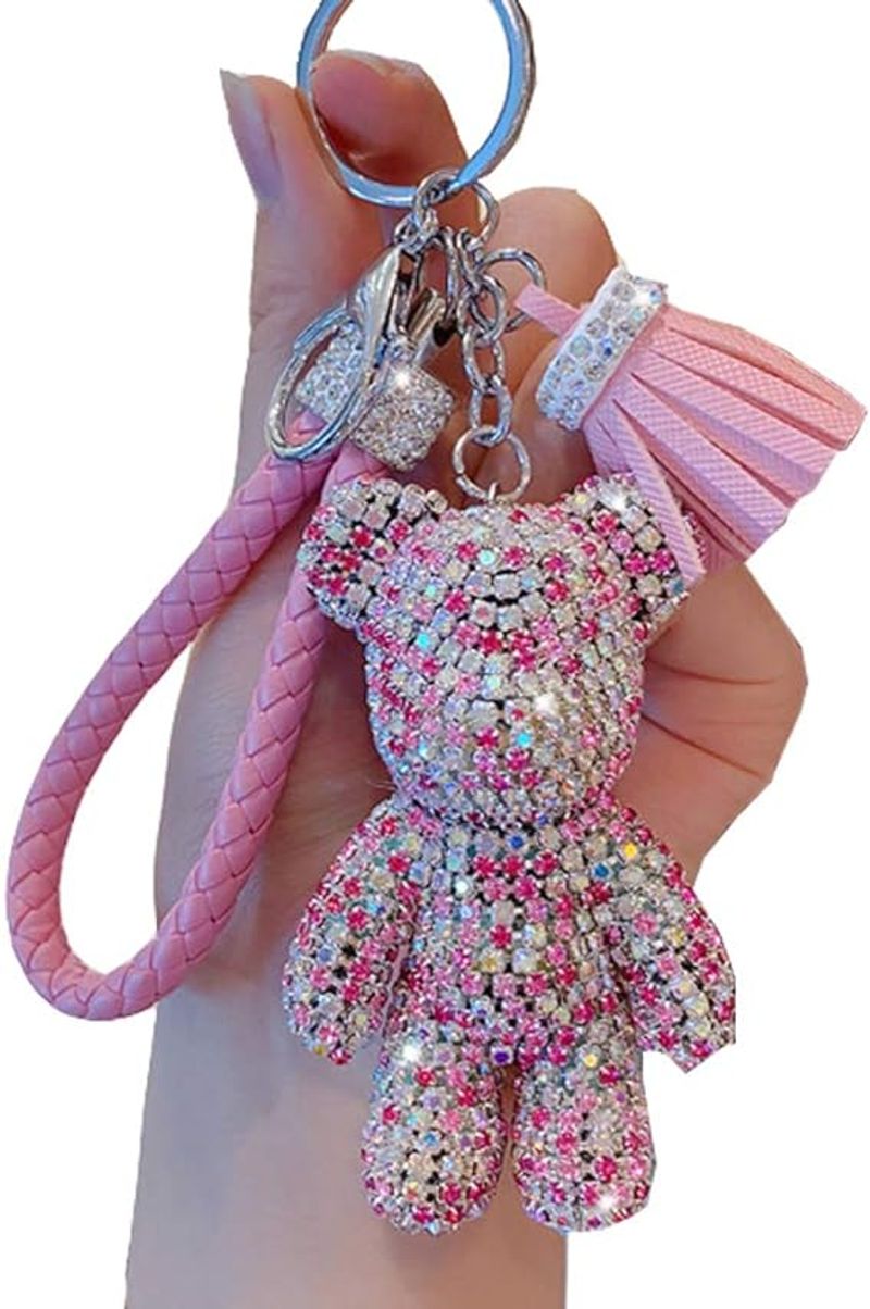 Portachiavi Tarieson Girl Fashion a forma di orso di diamanti, portachiavi lucido_voghion.com