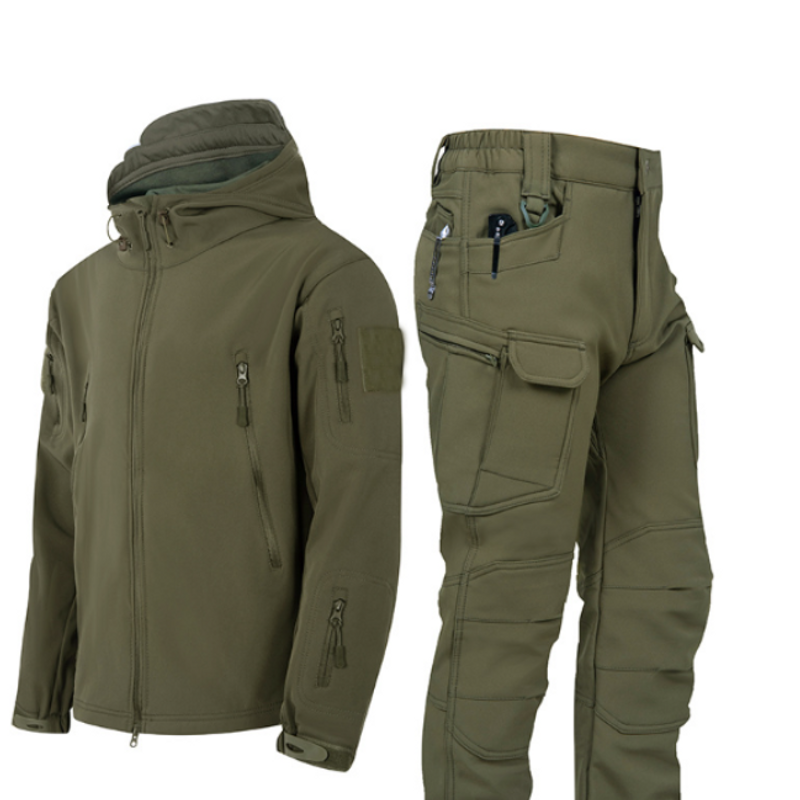 Men's Clothing 2024 Outdoor Sharkskin Soft-Shell Hardshell Suit Men's Windbreak Army Fan Tactical Coat Winter Pile And Thick Climbing Clothing_voghion.com
