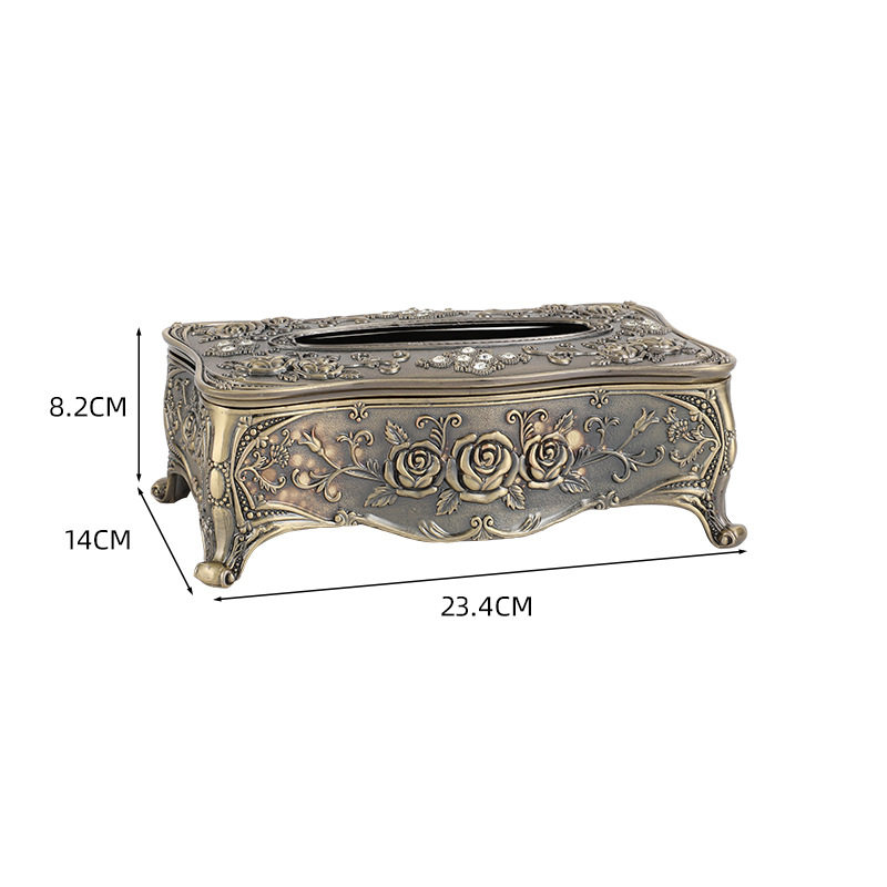 Home Furniture Creative retro tissue box classical atmosphere tissue box Chinese style home living room tissue box luxury rose carved box_voghion.com
