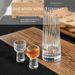 Striped Glass Liquor Cup Set - 10ml Mini Shot Glasses With Pourer (Creative Home Barware Chinese Baijiu & Whiskey Tasting Set Elegant Gift Box)_voghion.com