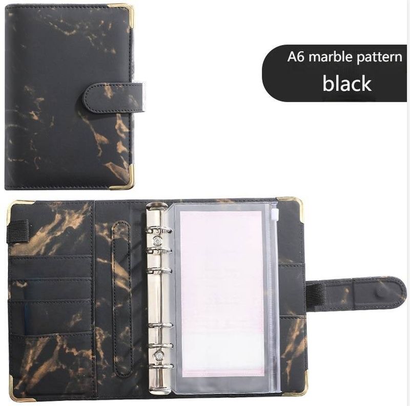 A6 Marble PU Leather Binder Notebook - Refillable Planner For Budgeting, Finance Tracking & Creative Journaling​_voghion.com