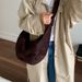 Lazy Style Retro Dumpling Large Capacity Women's Bag, 2025 New Frosted Velvet Single Shoulder Crossbody Cow Horn Bag_voghion.com