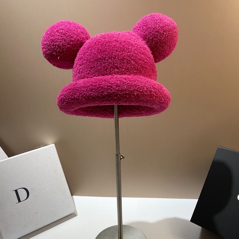 Chapéu de orelha de urso versão leve, chapéu de cabeça fofo e doce, moderno, outono e inverno, personalidade, chapéu de bacia versátil_voghion.com