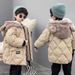 Boys' Plush-Lined Winter Jacket With Bear Ears - Warm Cotton Padded Coat For 3-7 Year Olds (Khaki/Black) - Korean Style_voghion.com