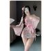 Ladies' Sexy Lingerie Sexy Kimono Bathrobe Uniform Seductive Print Japanese Bow Hollowed Out Non Removable Uniform Set_voghion.com