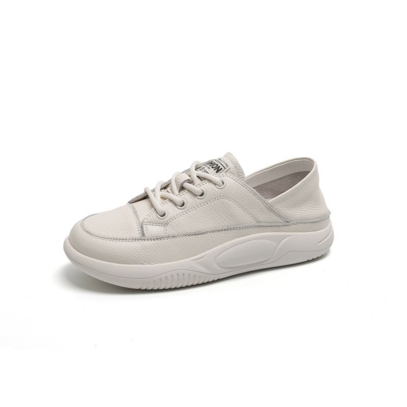 Genuine Leather Top Layer Cowhide White Sneakers For Women 2025 Spring New Versatile Comfortable Breathable Two-Way_voghion.com