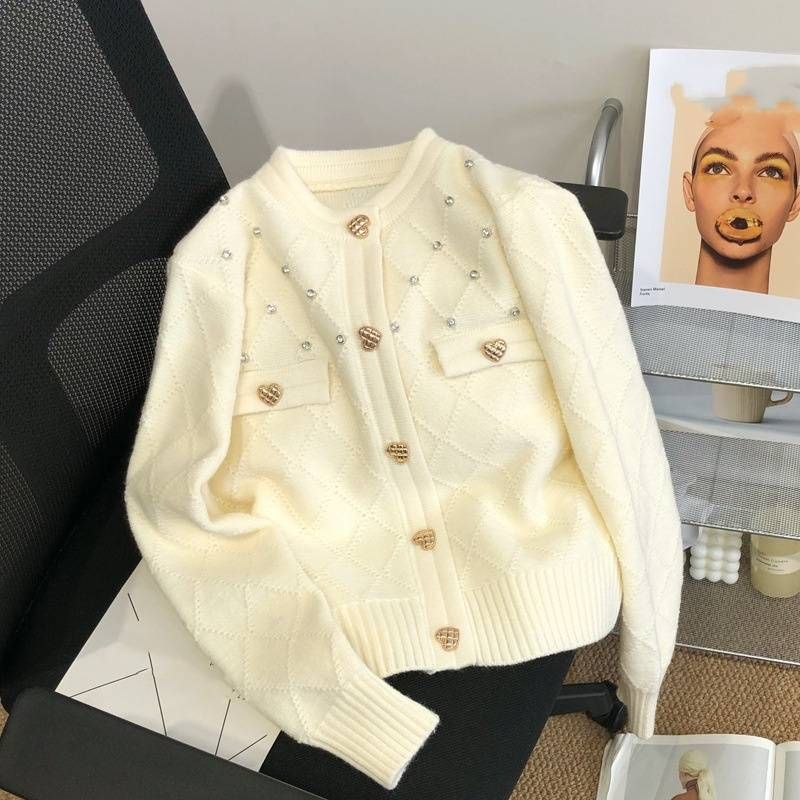 Damkläder av hög kvalitet, stickad cardigan i liten doftstil _voghion.com