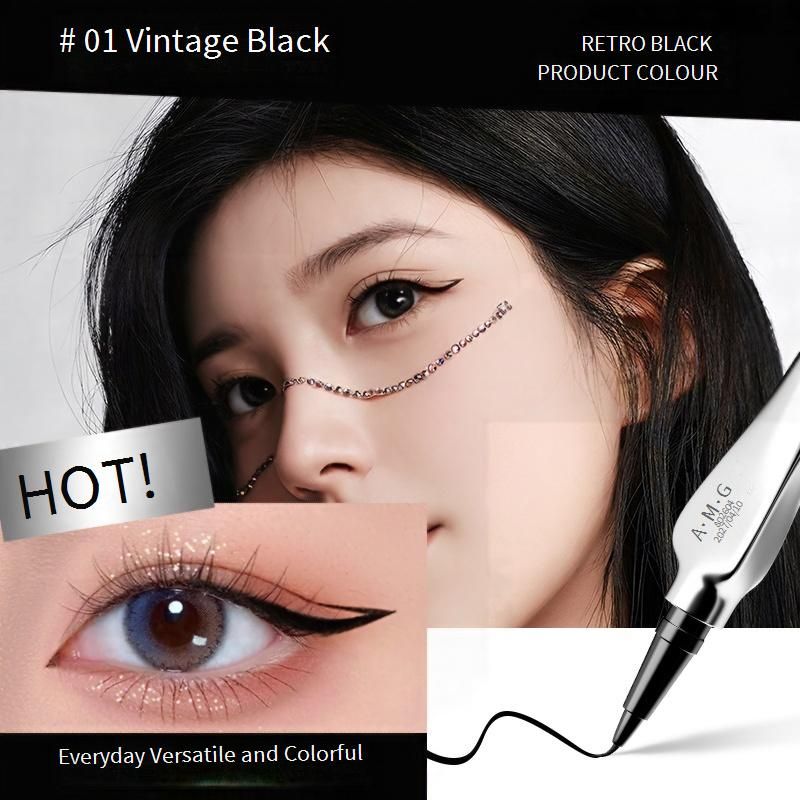 Eye Shadow & Liner Combination A.M.G Liquid Eyeliner Pen, Waterproof, Dense, Ultra Fine, Quick Drying And Non Smudged Eyeliner_voghion.com