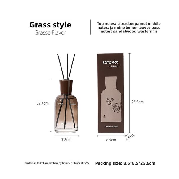 Premium Rattan Reed Diffuser – Long-Lasting Home & Office Aromatherapy, Elegant Air Freshener Gift Set (Grasse Elegance / Zen Tea Wood, 330ml)_voghion.com