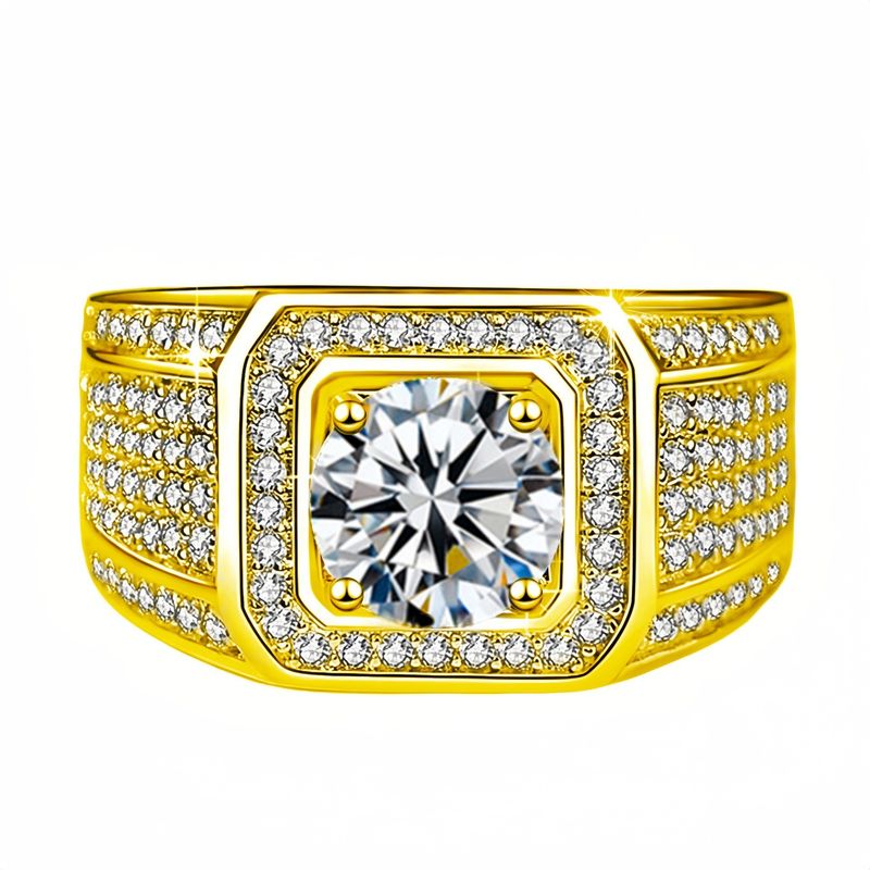 Yihua Domineering Anello da uomo grande con diamanti, zirconi stellati e moissanite da 2 carati, versatile e di tendenza_voghion.com